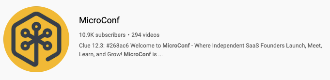 MicroConf, YouTube